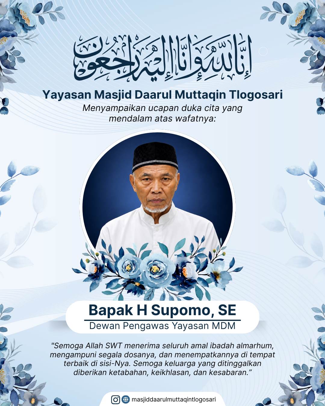 Berita duka cita Masjid Daarul Muttaqin Tlogosari Berita duka cita Masjid Daarul Muttaqin Tlogosari